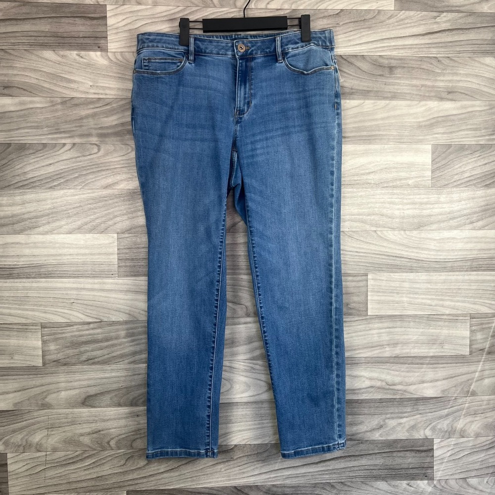 J .Jill Boyfriend Jeans Women's 16 (33x27)‎ Petite Blue Denim Straight Leg Ankle